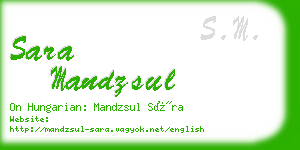 sara mandzsul business card